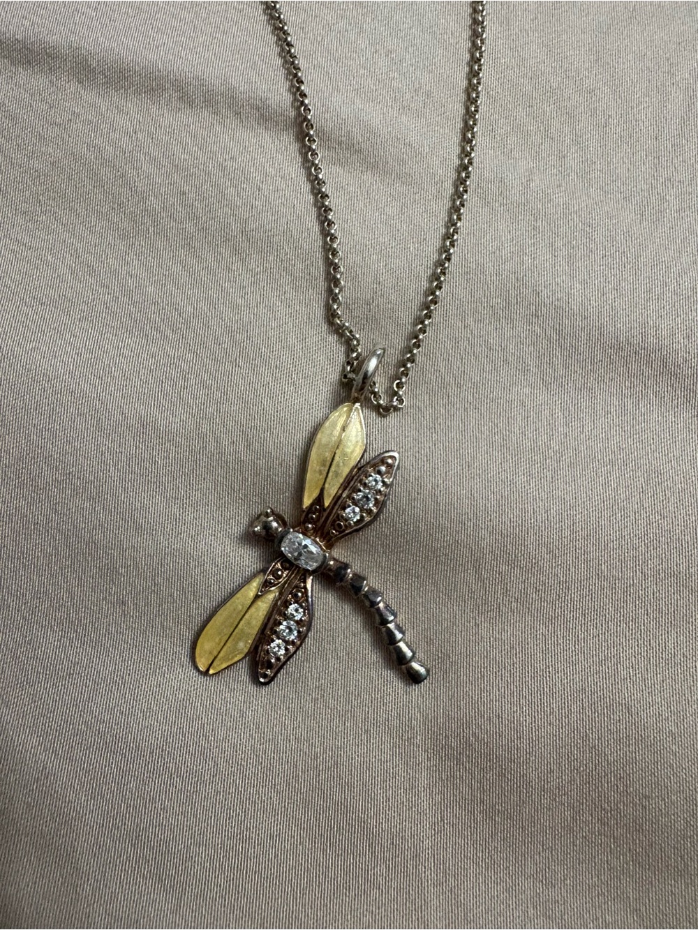 Sterling silver Dragonfly Pendant Necklace - Swarovski
